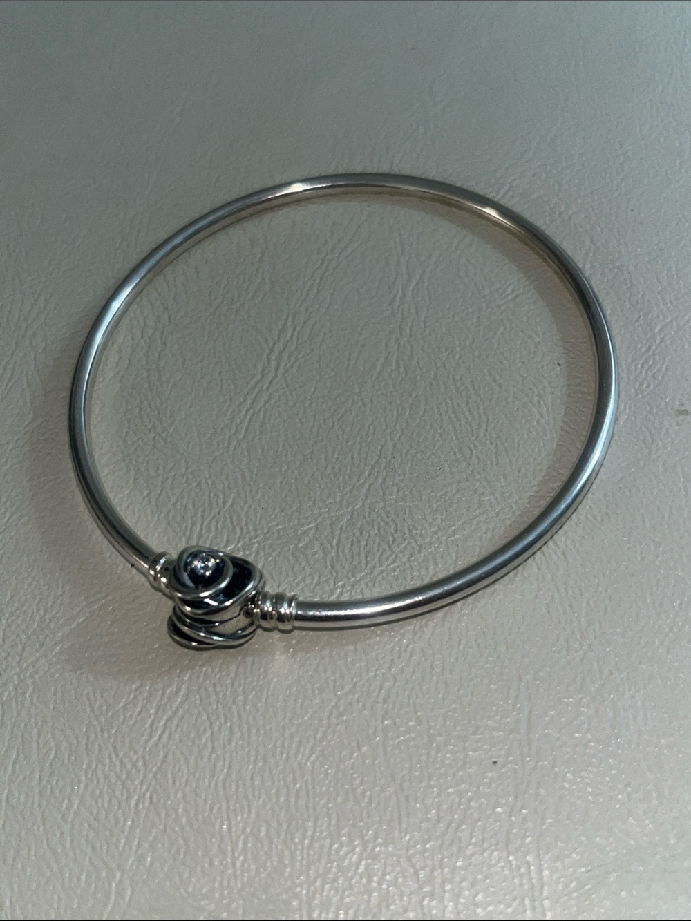 Pandora Sterling-Style Silver Rose Charm Bangle Bracelet
